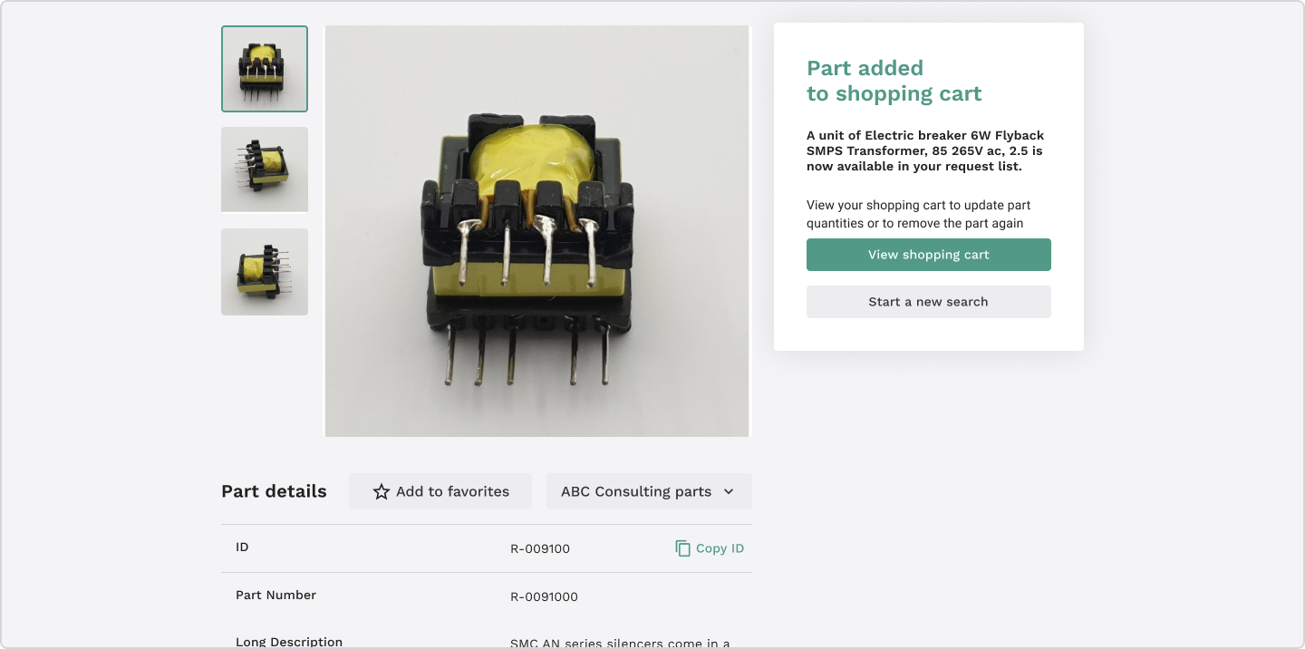 Part details page choice of steps